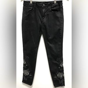 Driftwood Jeans Womens 27 (Measured 28x27) Black Jackie High Rise Floral Ladies